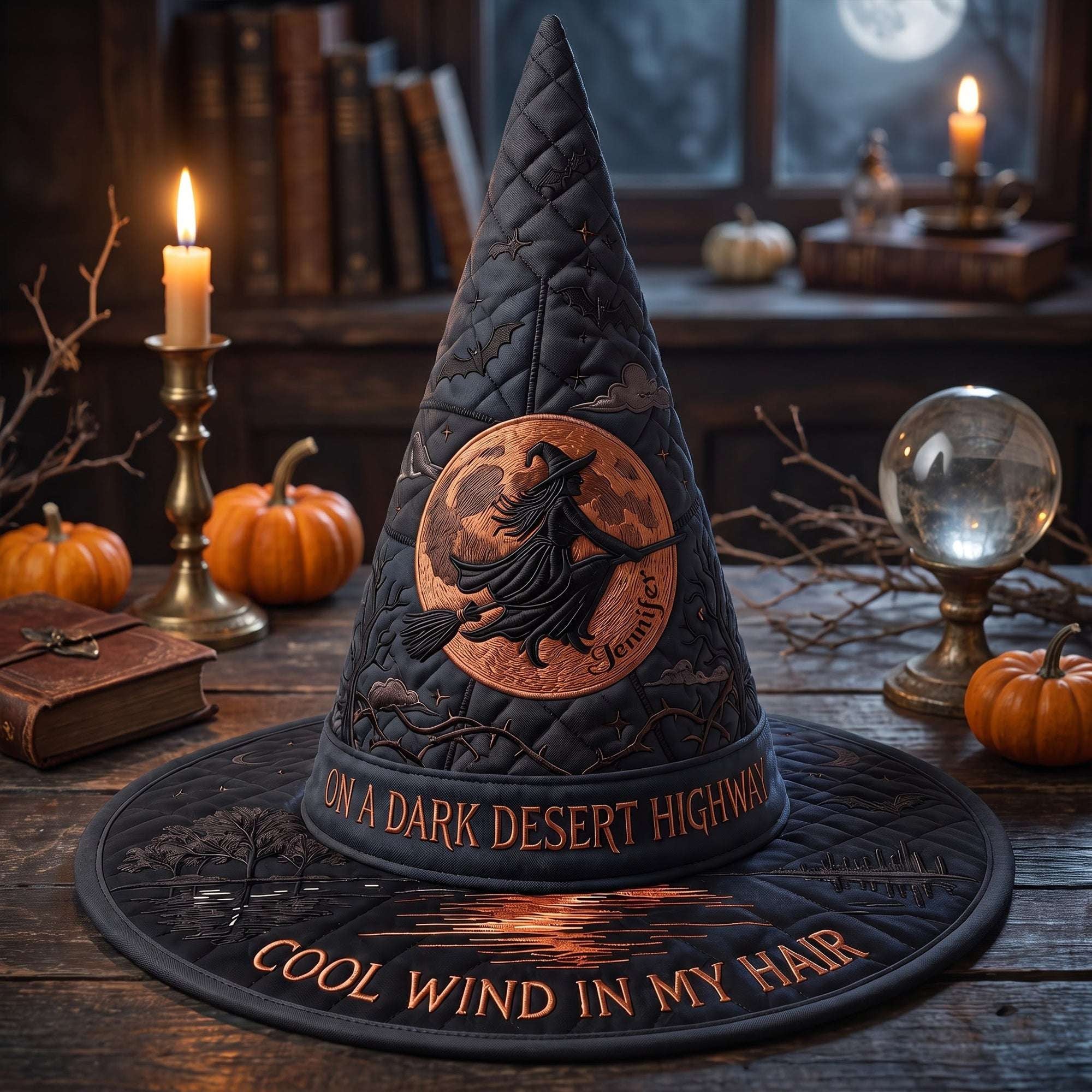 Personalized Eagles Band Merch Desert Night Quilted Witch Hat Halloween Gifts For Music Lovers - Merchluma