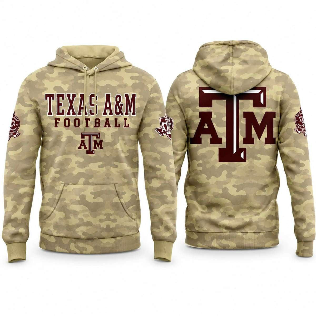 Texas A&M Aggies Desert Camo Football Hoodie Texas A&M Aggies Merch Gifts For Game Day - Merchluma