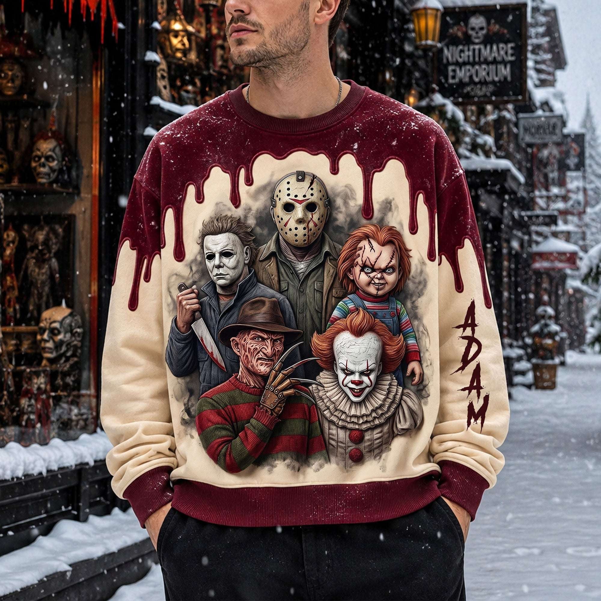 Personalized Nightmare Sweatshirt Halloween Gifts For Horror Movie Lovers - Merchluma
