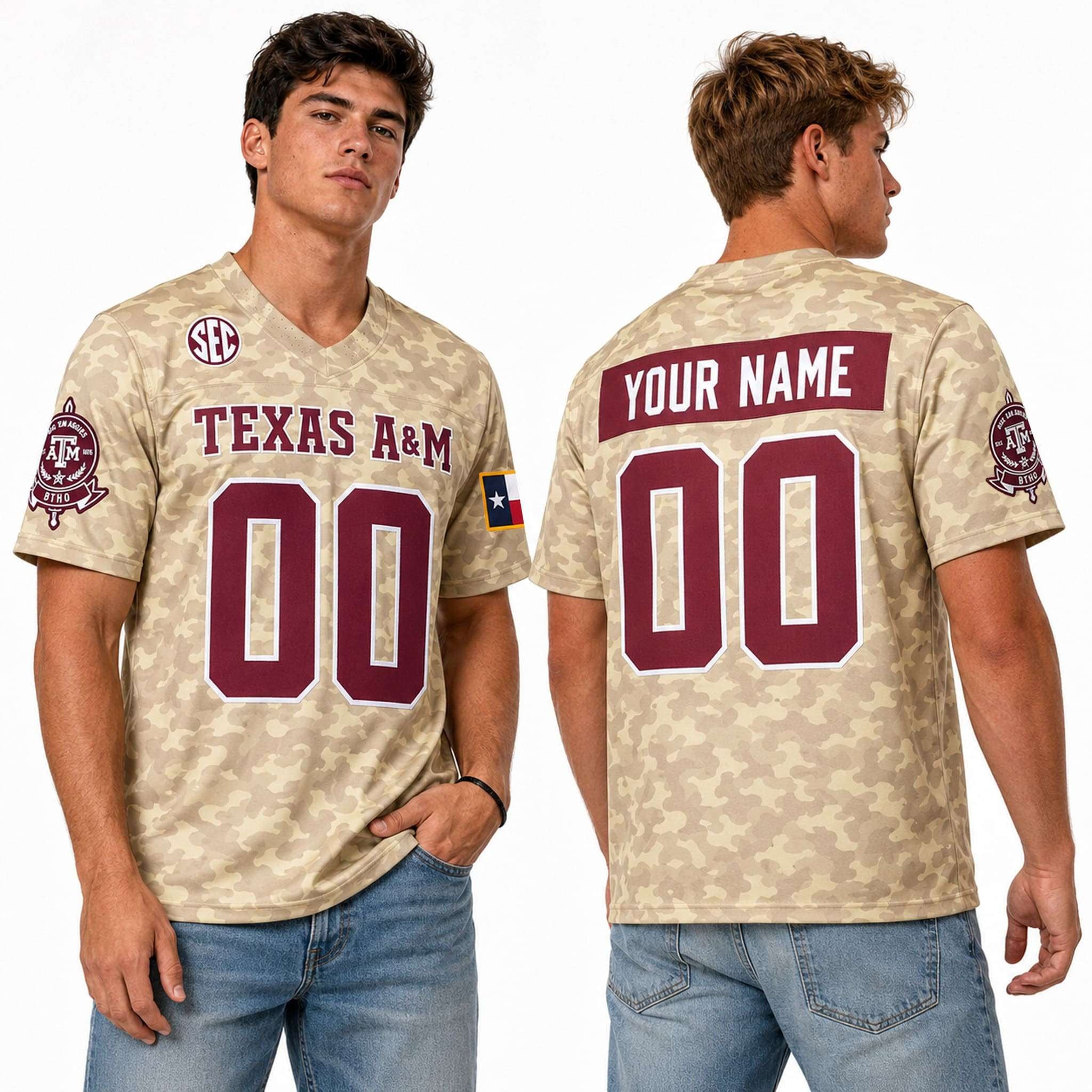 Personalized Texas A&M Football 2026 Camo Jersey Texas A&M Aggies Merch Gift For Game Day - Merchluma