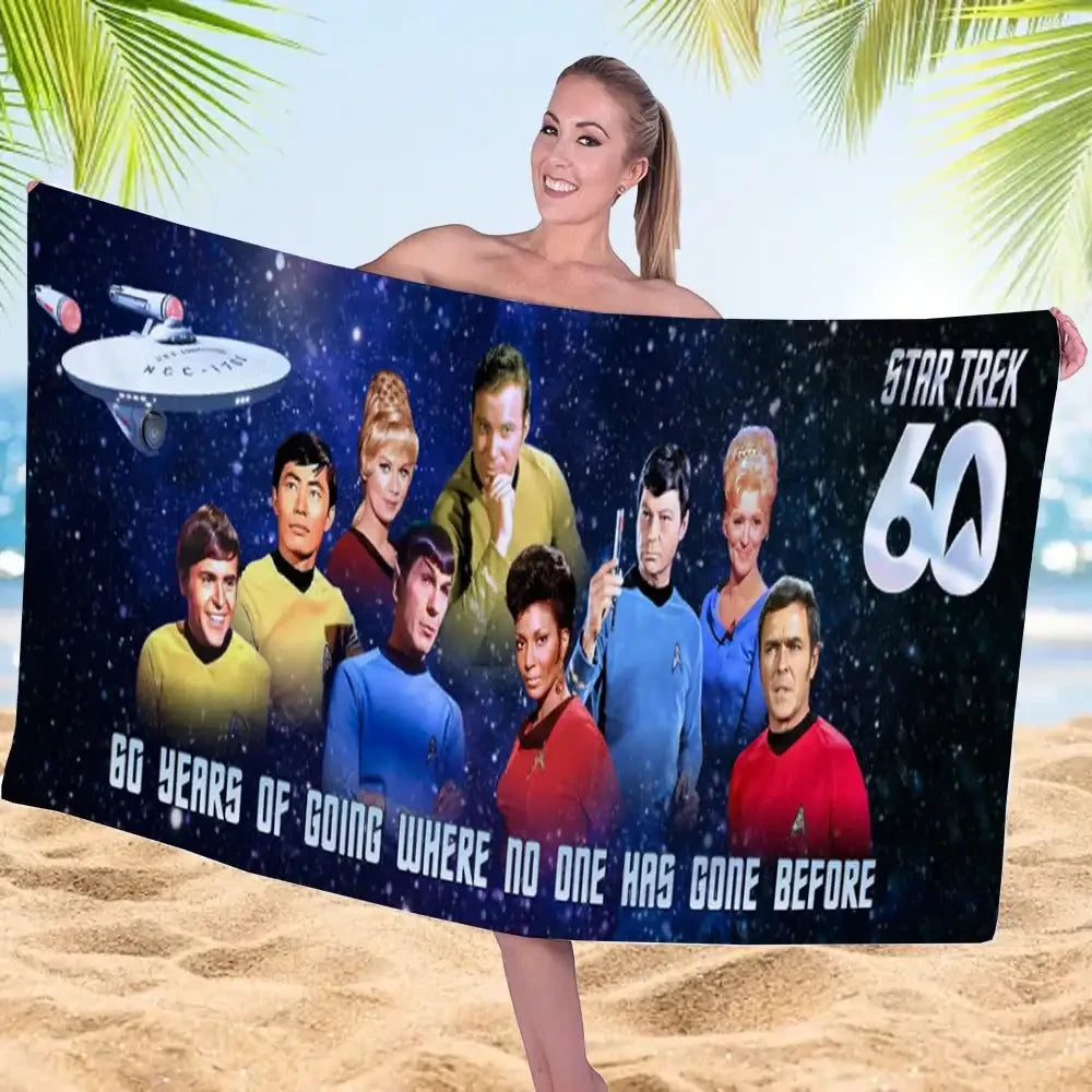 Star Trek 60th Anniversary Beach Towel Star Trek Merch Summer Gift For Friends - Merchluma