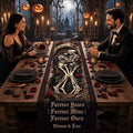 Personalized Eternal Love Skeleton Couple Quilted Table Runner Halloween Decor Gifts For Couple - Merchluma