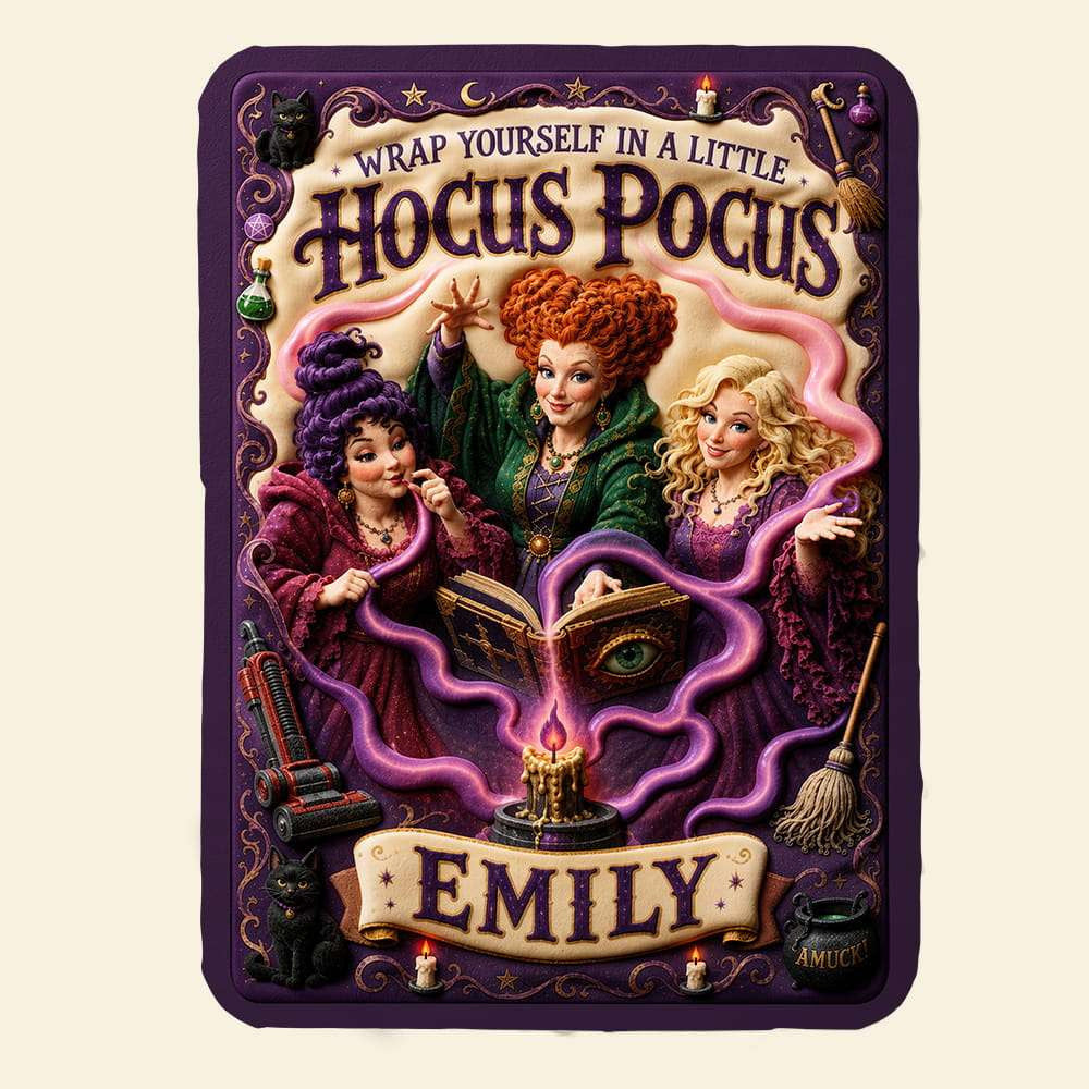 Personalized Hocus Pocus Wrap Yourself In A Little Blanket Halloween Gift For Witch Lover - Merchluma