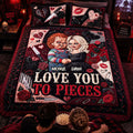 Personalized Chucky And Tiffany Love You to Pieces Quilt Bedding Set Halloween Gifts For Couple - Merchluma
