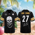 Pittsburgh Steelers Luke Combs Tour 2027 Skull Beard Football Jersey Steelers Merch Him Gifts - Merchluma