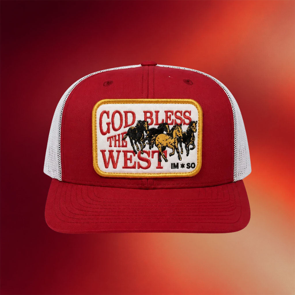 Ian Munsick Merch 2026 Red God Bless The West Trucker Hat Present For Country Fans - Merchluma