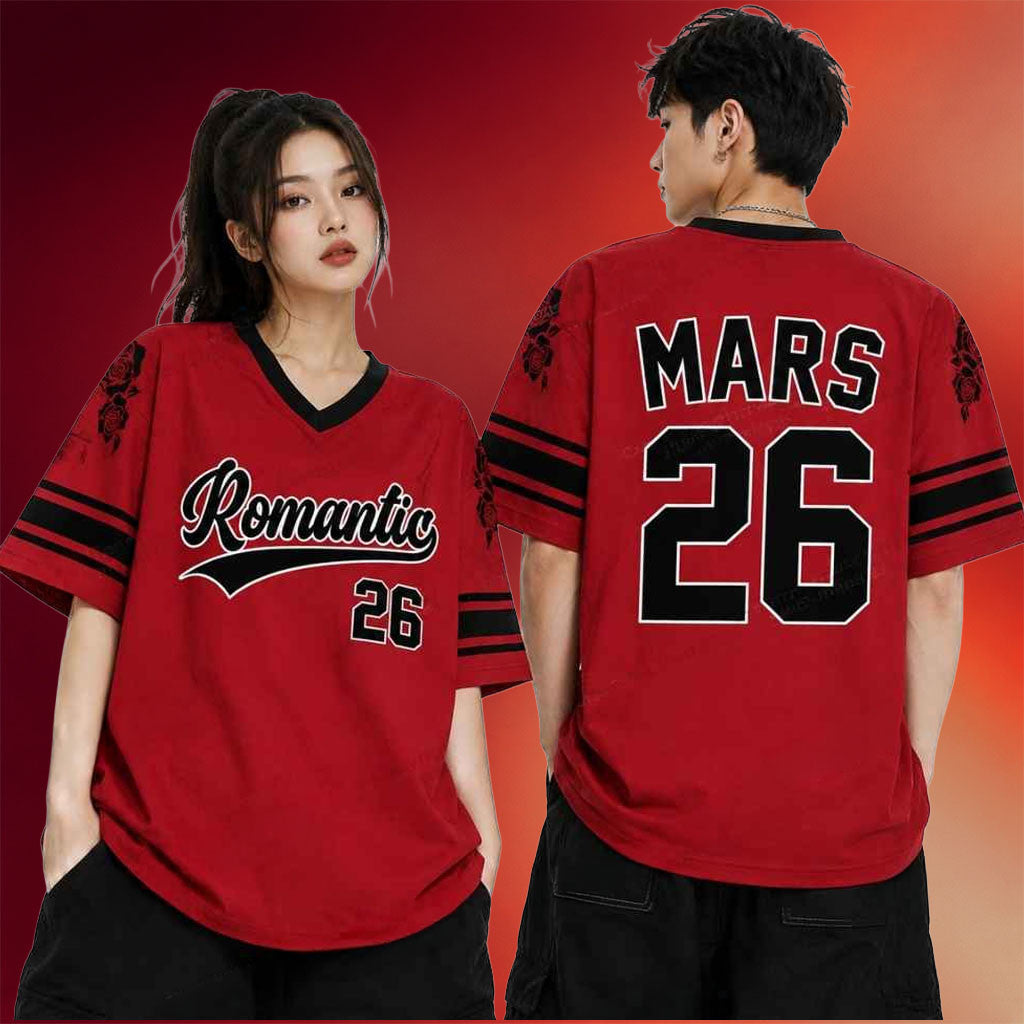 Bruno Mars Merch 2026 Bruno Mars The Romantic Tour V-Neck Shirt Gift For Music Lovers - Merchluma