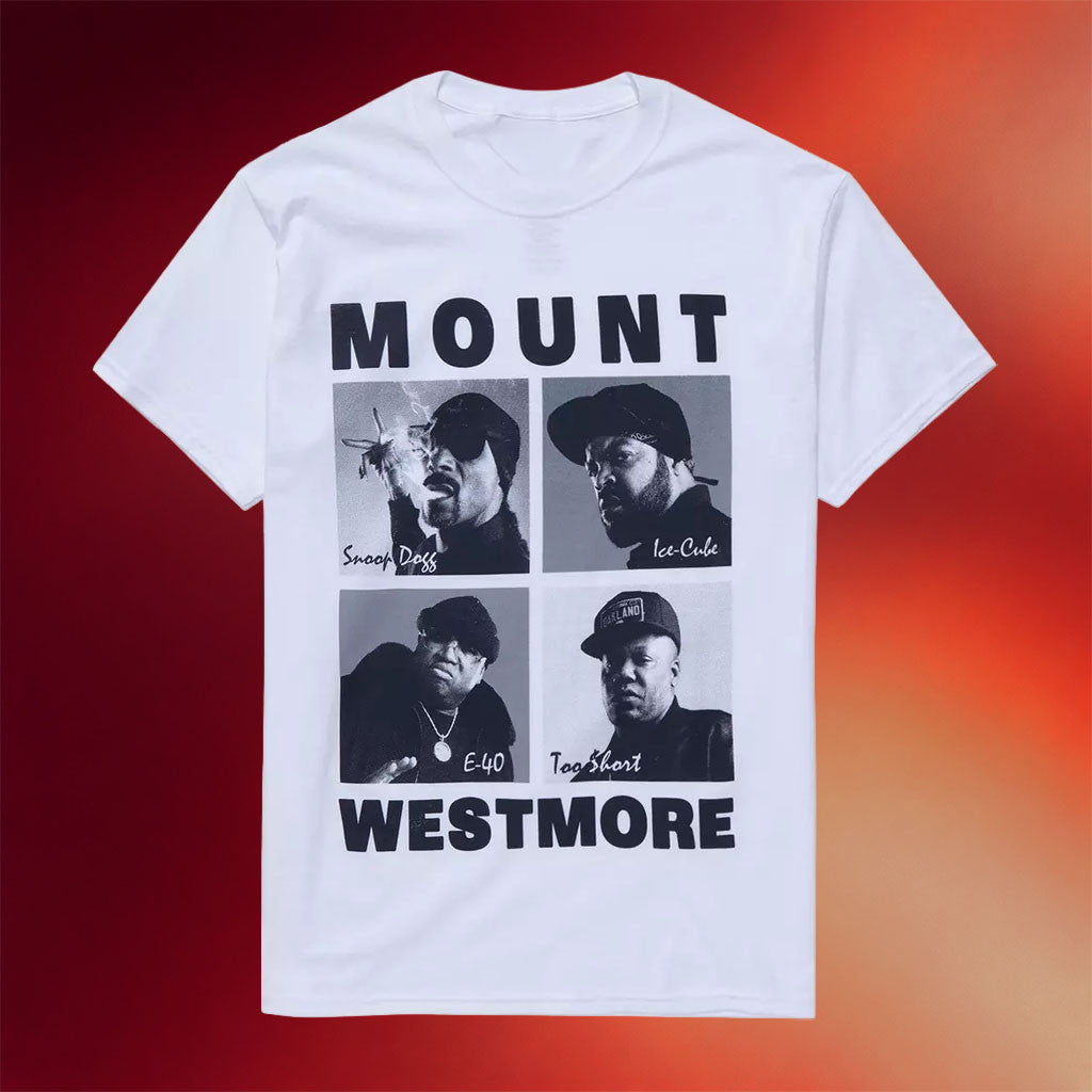 Mount Westmore Merch 2026 Mount Westmore T-Shirt Snoop Dogg E40 Ice Cube Too Short Clothing - Merchluma