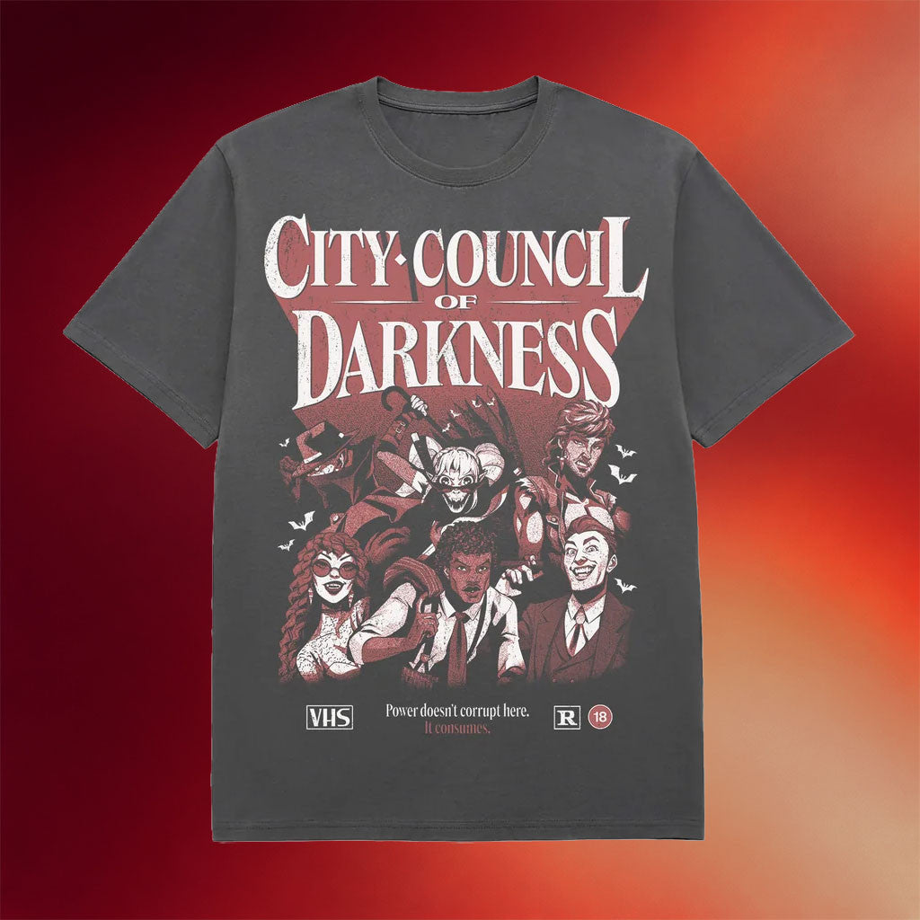 Dropout Merch 2026 City Council Of Darkness VHS T-Shirt Best Gift For Brothers - Merchluma