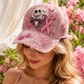 Jack Skellington Breast Cancer Awareness Floral Hat Jack Skellington Merch Gifts For Halloween - Merchluma