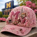 Michigan Wolverines Breast Cancer Awareness Floral Hat Michigan Wolverines Merch Gifts For Wife - Merchluma