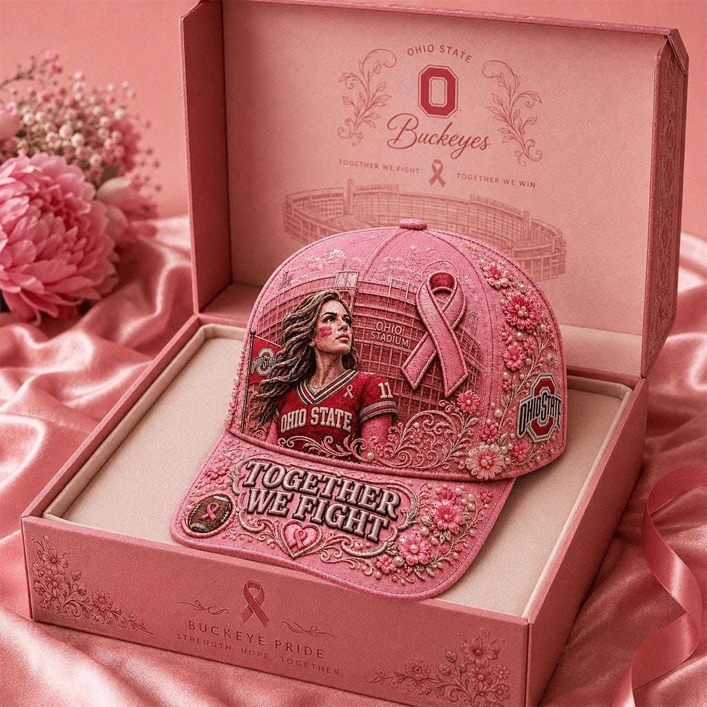 Ohio State Buckeyes x Alpha Kappa Alpha Merch AKA Together We Fight Breast Cancer Awareness Hat - Merchluma