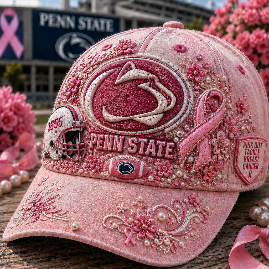 Penn State Nittany Lions Breast Cancer Awareness Floral Hat Lions Merch Gifts For Sister - Merchluma