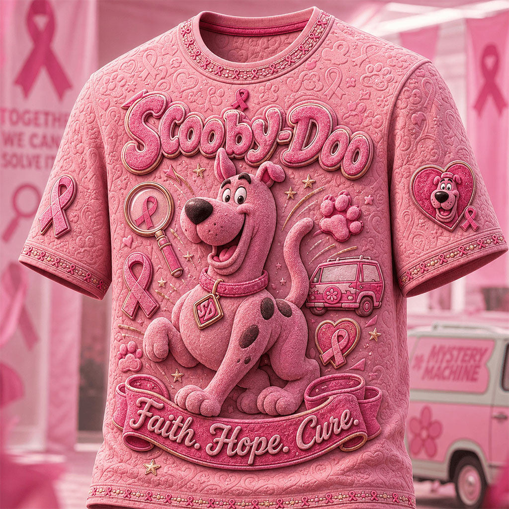 Scooby Doo Breast Cancer Awareness Faith Hope Cure T-Shirt Gift For Breast Cancer Warrior - Merchluma