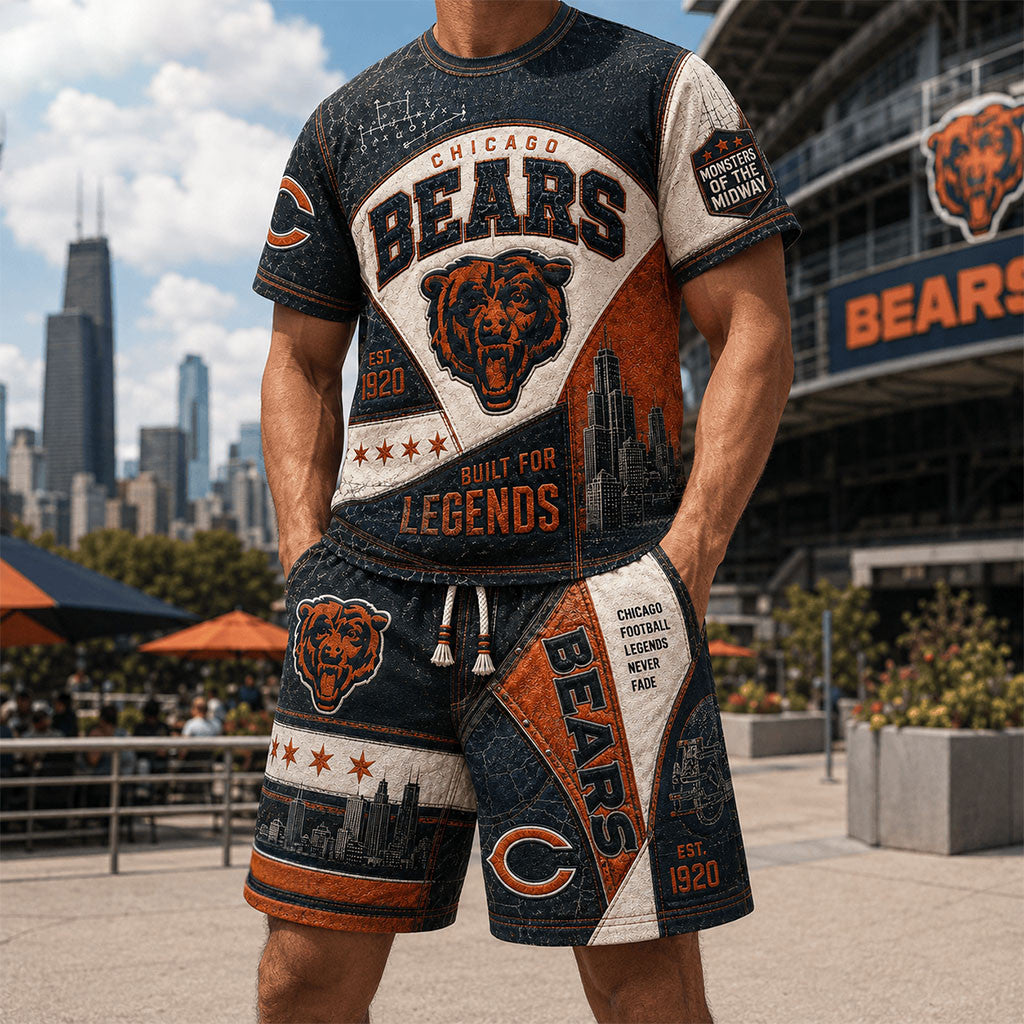 Chicago Bears Built For Legends Shirt And Shorts Set Chicago Bears Merch Gift For Football Fans - Merchluma