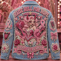 Raise Hell For Hope Denim Jacket Breast Cancer Awareness Clothing Gift For Cancer Survivor - Merchluma