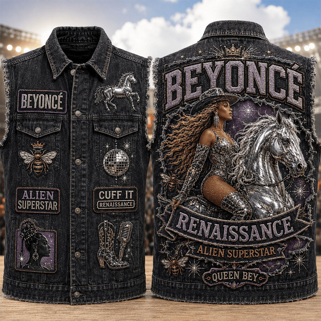 Beyonce Renaissance Alien Superstar Denim Vest Beyonce Merch Present For Music Fans - Merchluma
