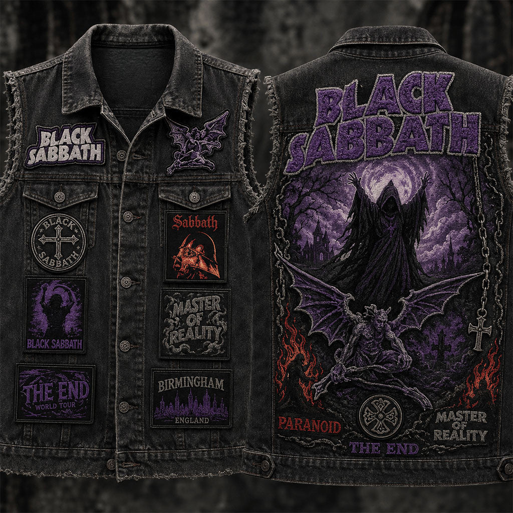 Black Sabbath Master Of Reality Denim Vest Black Sabbath Merch Gift Ideas For Band Fans - Merchluma