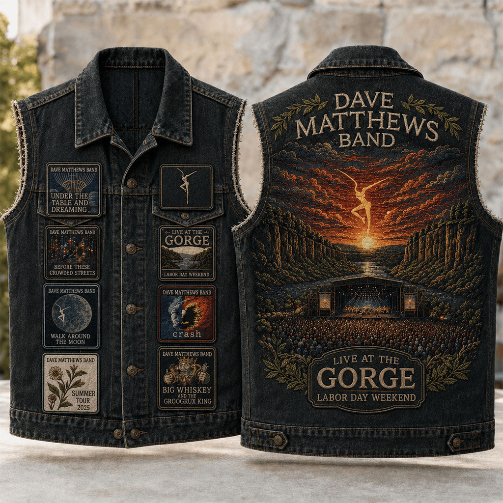 Dave Matthews Band Live At The Gorge Denim Vest Dave Matthews Band Merch Gift For Music Fans - Merchluma