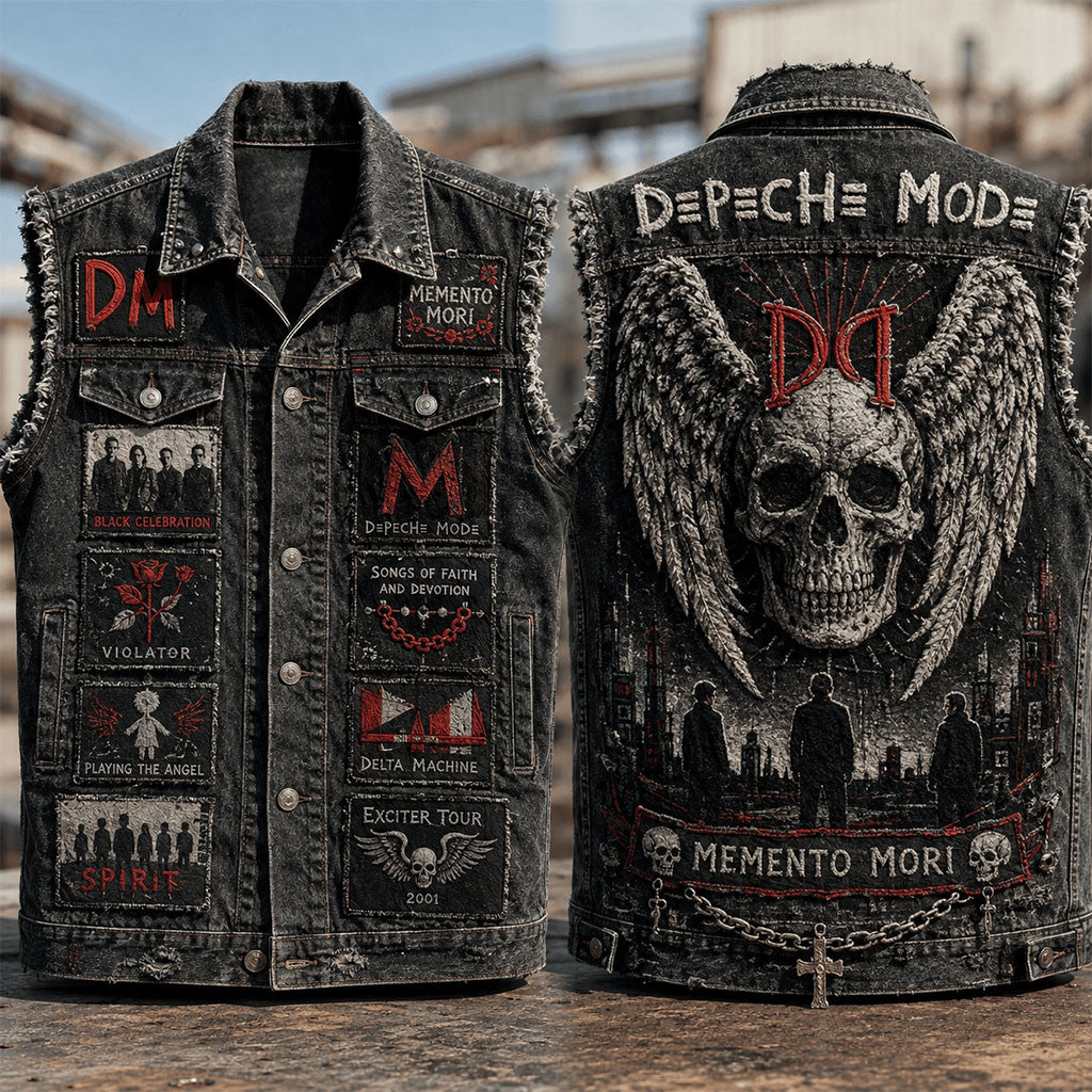 Depeche Mode Memento Mori Denim Vest Exciter Tour Depeche Mode Merch Gift For Fans - Merchluma