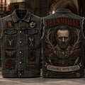 Hannibal Elegance With Teeth Denim Vest Hannibal Merch Gift For Horror Fans - Merchluma