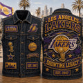 Los Angeles Lakers Showtime Legacy Denim Vest LA Lakers Merch Present For Basketball Fans - Merchluma
