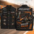McLaren Formula 1 Team Never Stop Racing Denim Vest McLaren Team Merch Gift For F1 Fans - Merchluma