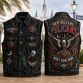 New Orleans Pelicans Won't Bow Down Denim Vest NO Pelicans Merch Basketball Fan Gift Ideas - Merchluma