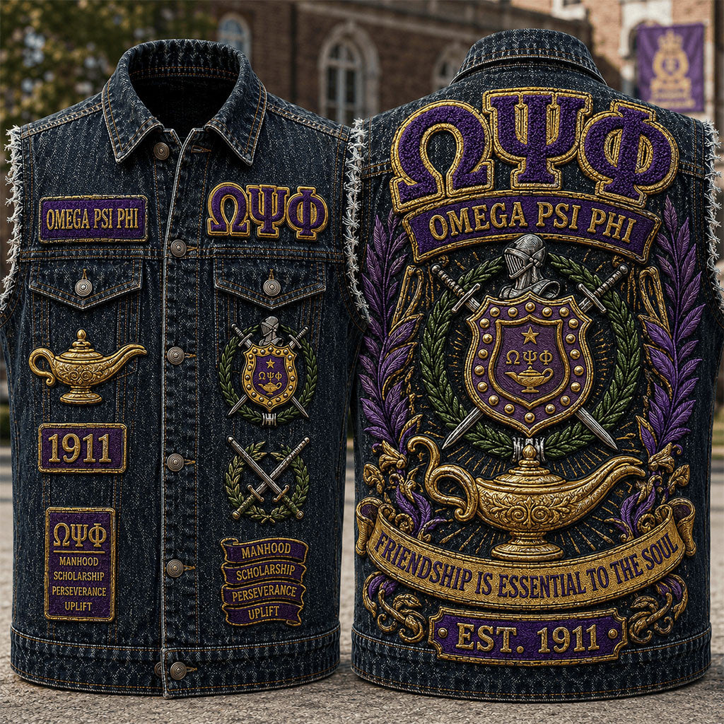 Omega Psi Phi Friendship Is Essential To The Soul Denim Vest OPP Merch Gift Ideas For BFF - Merchluma