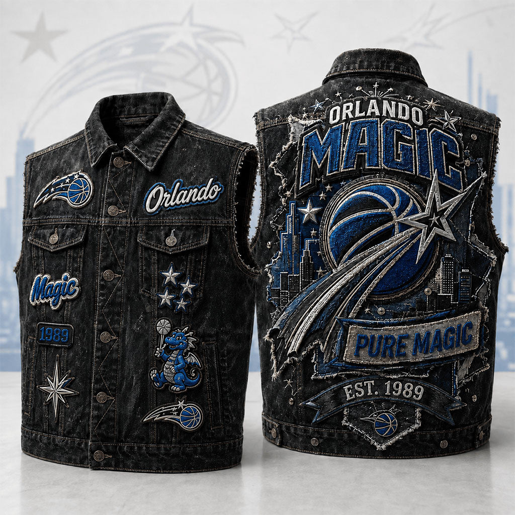 Orlando Magic Pure Magic Denim Vest Orlando Magic Merch Gift For Basketball Lovers - Merchluma