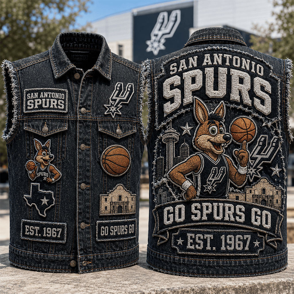 San Antonio Spurs Merch Go Spurs Go Est 1967 Denim Vest Gift For Basketball Fans - Merchluma