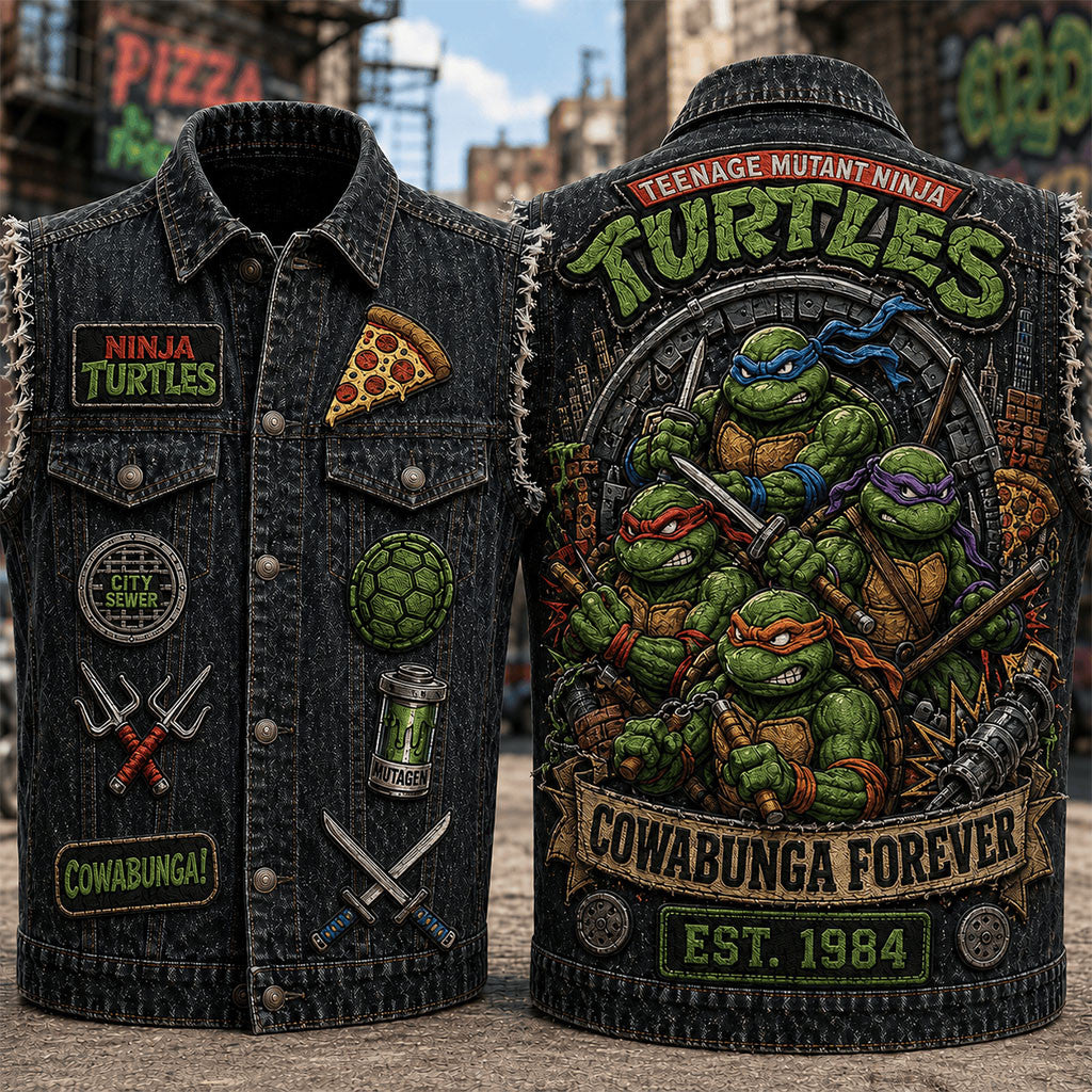 Teenage Mutant Ninja Turtles Cowabunga Forever Denim Vest TMNT Merch Present For Brothers - Merchluma