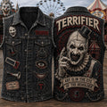 Terrifier Art Is In The Eye Of The Beholder Denim Vest Terrifier Merch Gift For Horror Fans - Merchluma