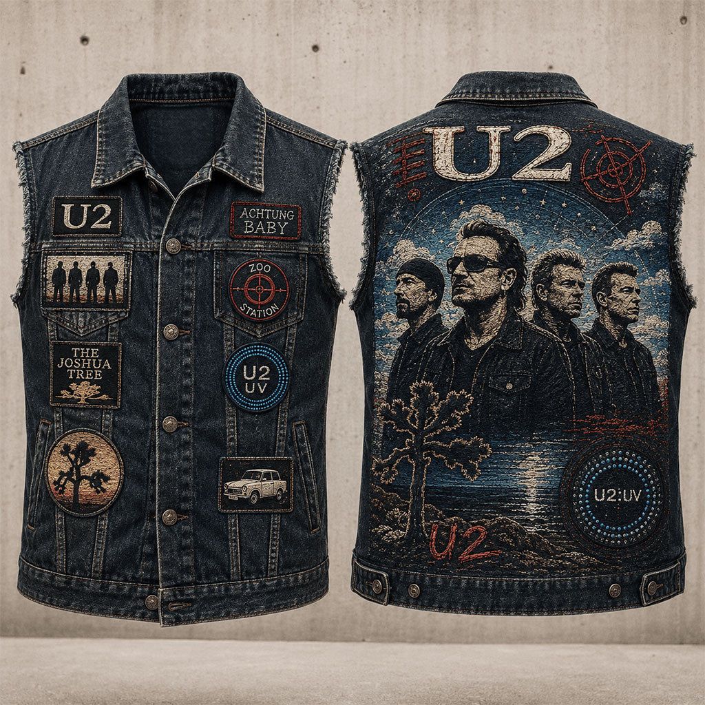 U2 Achtung Baby Denim Vest The Joshua Tree U2 Merch Present For Rock Band Fans - Merchluma