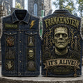 Frankenstein It's Alive Born Of Storms Denim Vest Frankenstein Merch Gift For Monster Lovers - Merchluma