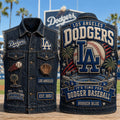 Los Angeles Dodgers Merch It's Time For Dodger Baseball Denim Vest Gift For Game Day - Merchluma