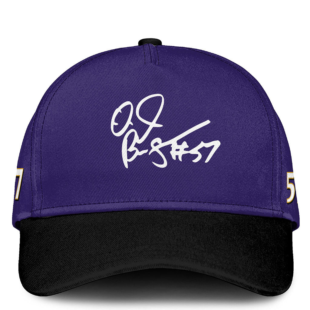 In Loving Memory OJ Brigance #57 Memorial Football Hat Purple Tribute Fan Cap OJ Brigance Merch - Merchluma
