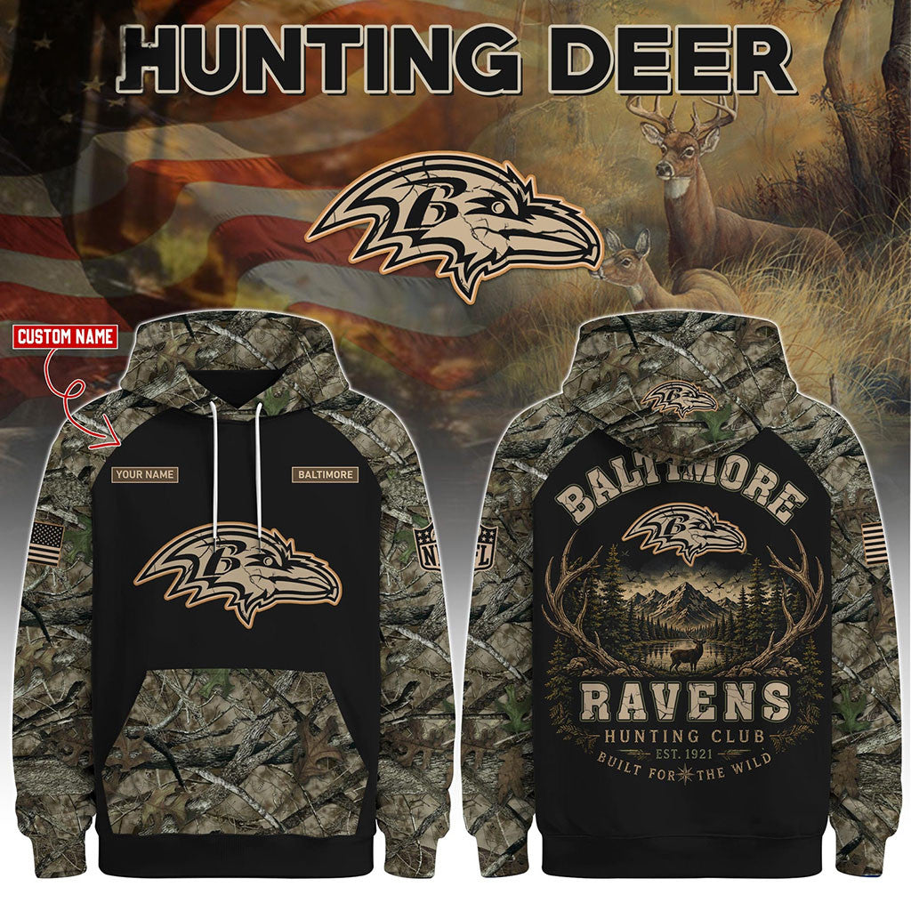 Personalized Baltimore Ravens Special Hunting Season 2026 Hoodie Ravens Merch Gift For Husband - Merchluma