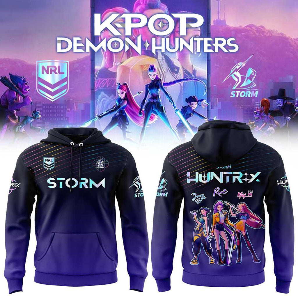Kpop Demon Hunters X Melbourne Storm Huntrix Hoodie Fan Merch Gift Ideas For Friends - Merchluma