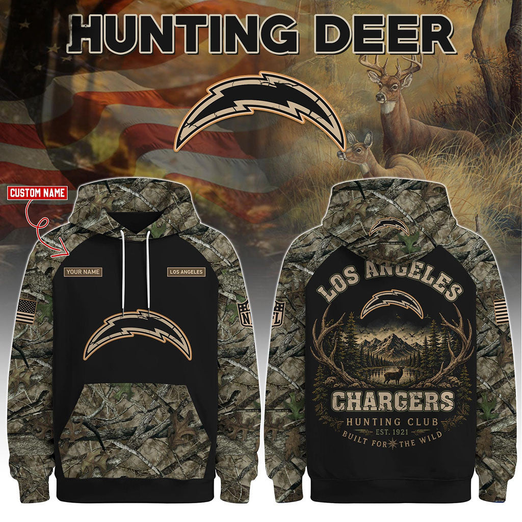 Personalized Los Angeles Chargers Special Hunting Season 2026 Hoodie LA Chargers Merch Fan Gift - Merchluma