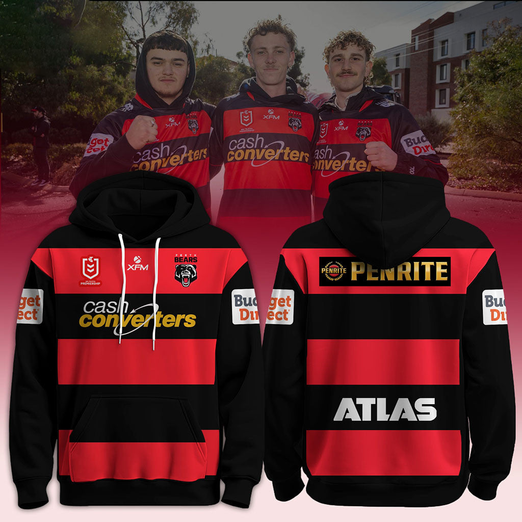 Perth Bears NRL 2026 Hoodie Striped Hoodie Perth Bears Merch Gift Ideas For Rugby Lovers - Merchluma