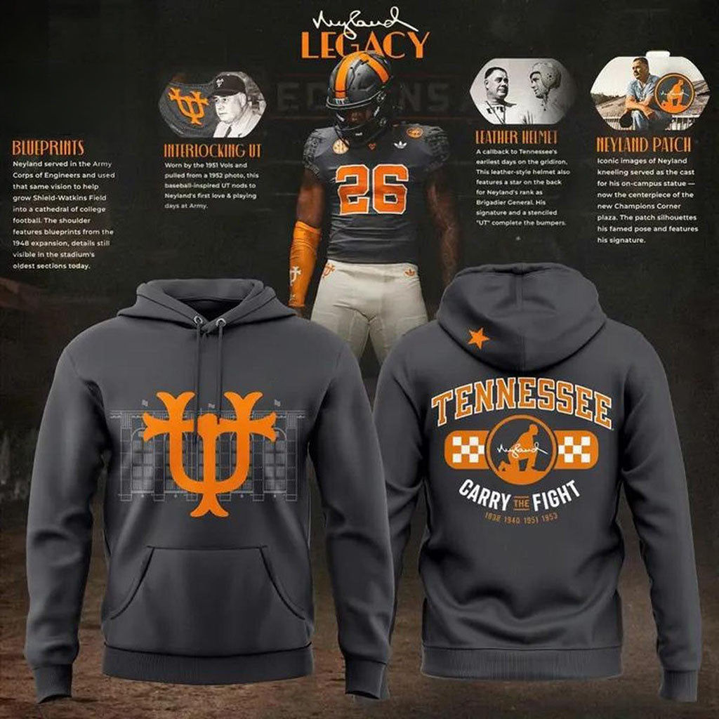 Tennessee Volunteers 2026 Neyland Legacy Hoodie Carry The Fight Hoodie Volunteers Merch - Merchluma