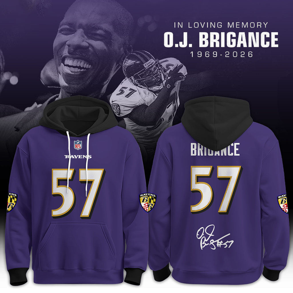 In Loving Memory OJ Brigance #57 Memorial Hoodie Baltimore Ravens OJ Brigance Merch Gifts - Merchluma