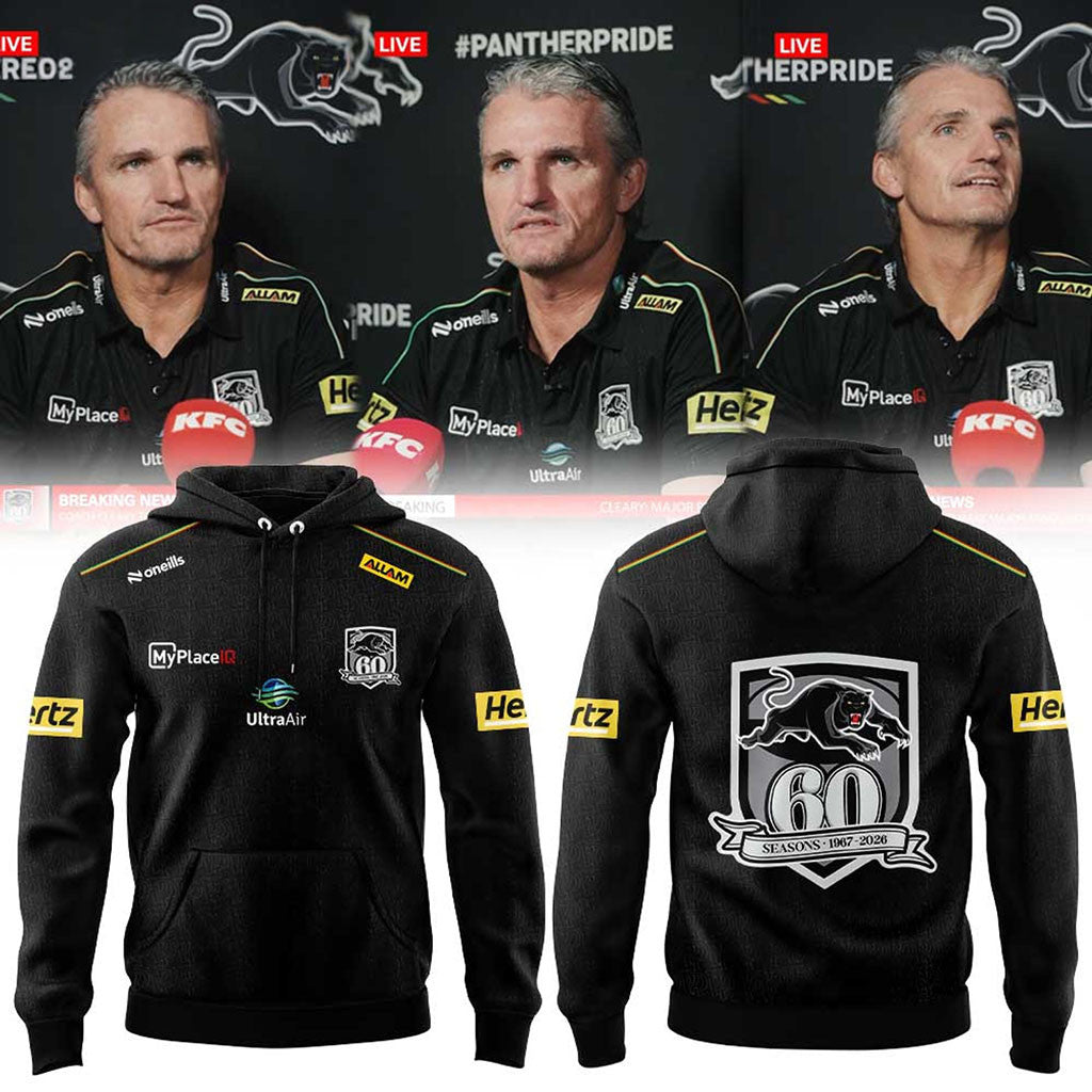 Coach Ivan Cleary 2026 Penrith Panthers Black Media Special Edition Hoodie Panthers Merch - Merchluma