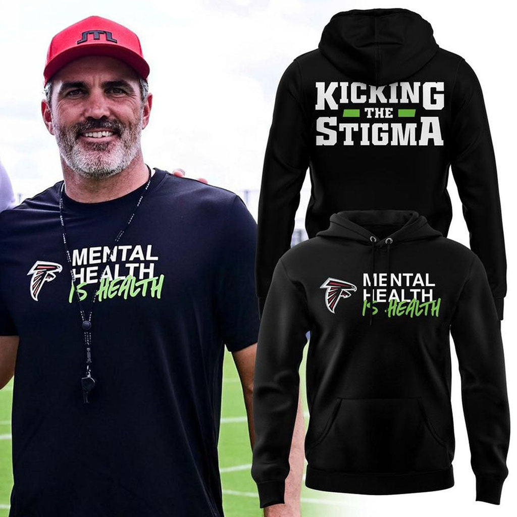 Atlanta Falcons Merch 2026 Kicking The Stigma Mental Health is Health Hoodie Present For Fans - Merchluma