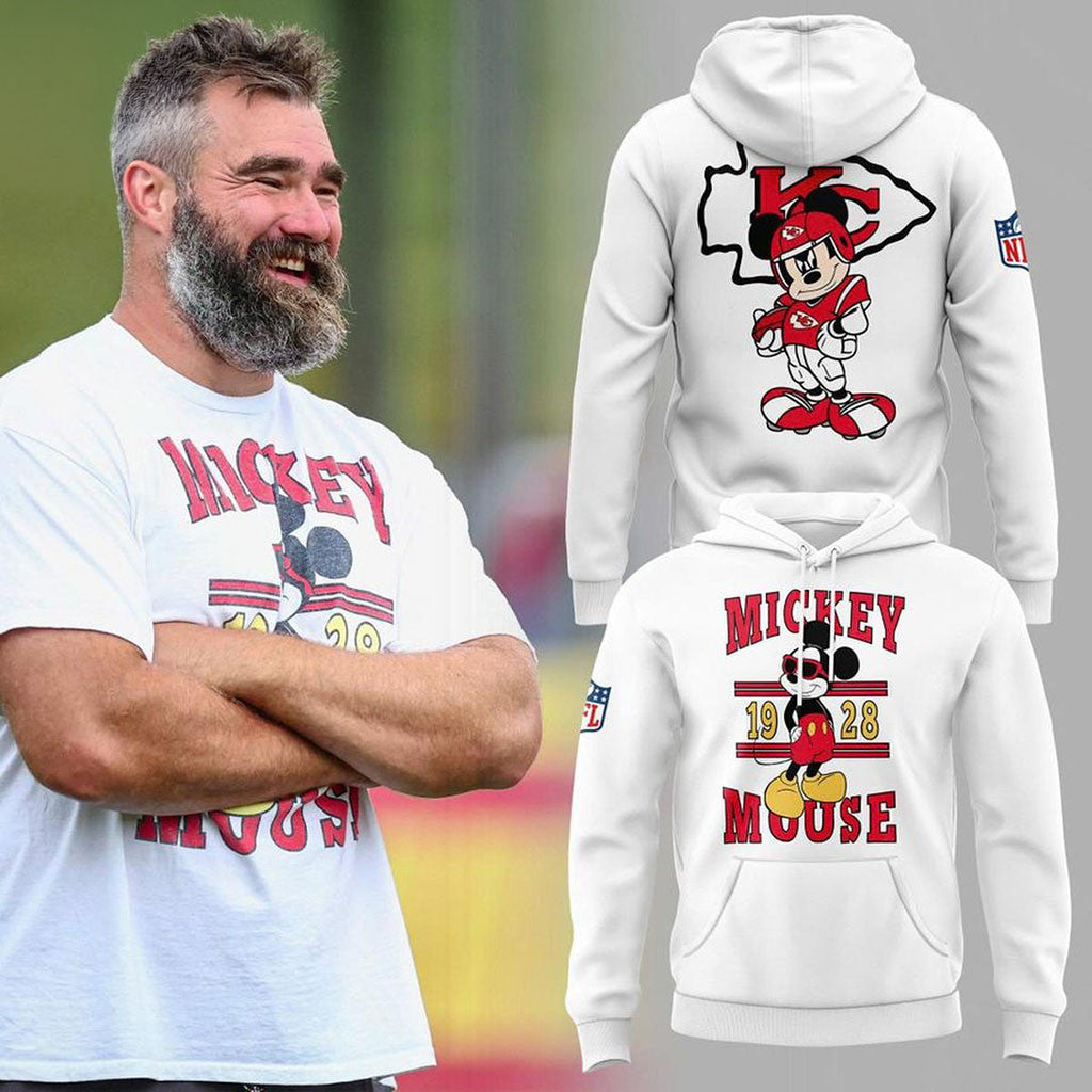 Kansas City Chiefs X Jason Kelce 2026 Mickey Mouse 1928 Hoodie KC Chiefs Merch Game Day Gifts - Merchluma