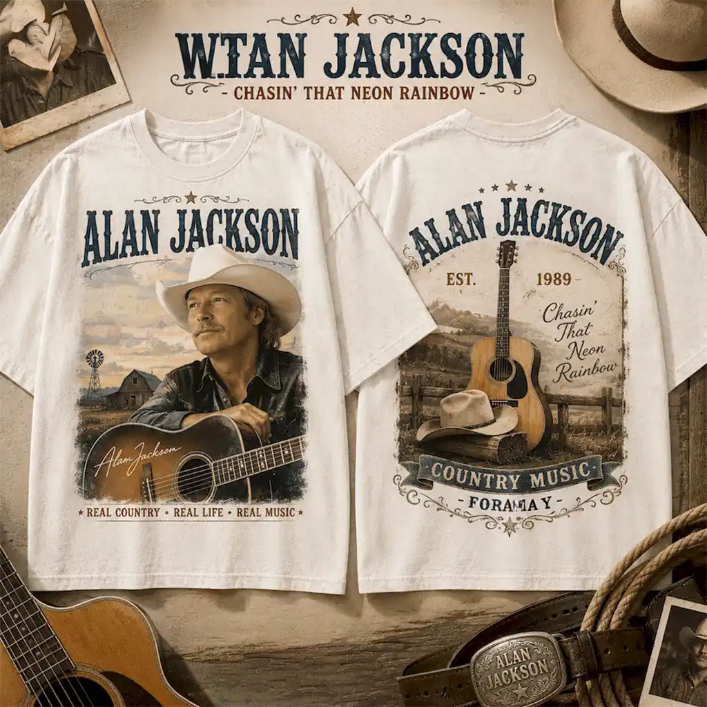 Alan Jackson Chasin That Neon Rainbow Country Music T-Shirt Alan Jackson Merch Fan Gifts - Merchluma