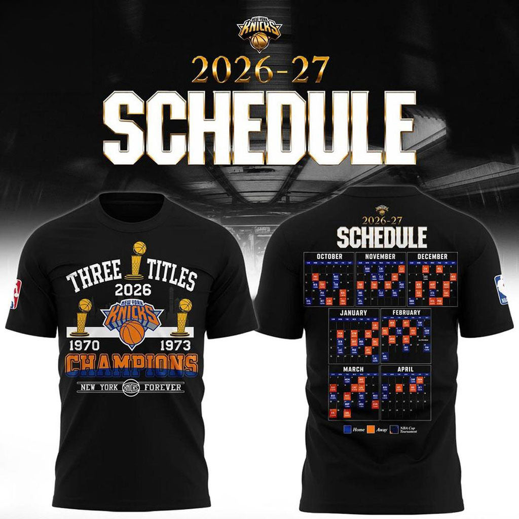 New York Knicks 2026 2027 Season Schedule T-Shirt NY Knicks Champions Merch Basketball Fan Gift - Merchluma