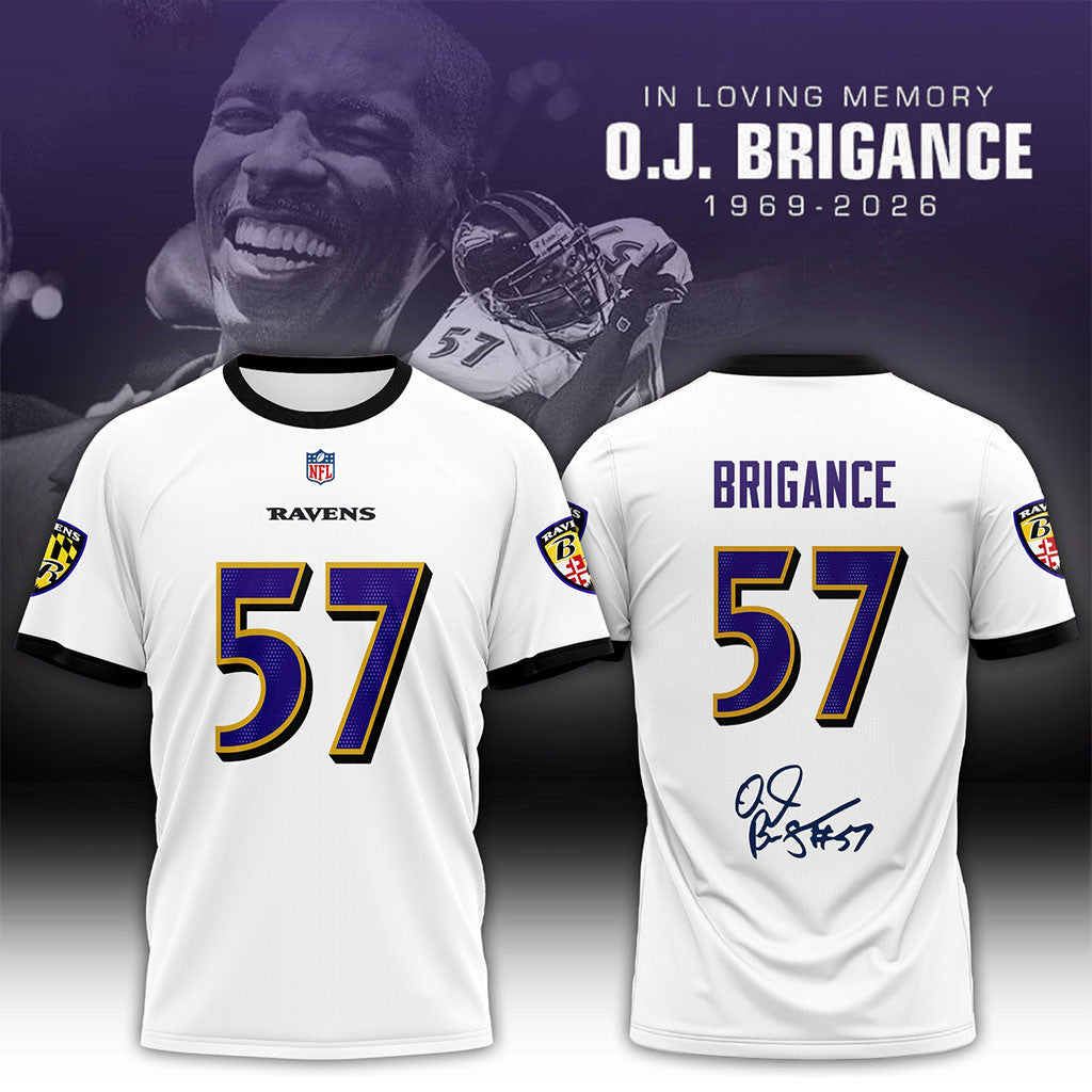 In Loving Memory OJ Brigance #57 Memorial Football Jersey Ravens OJ Brigance Merch Fan Gifts - Merchluma