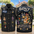 Bluey Life Is Better With Family And Friends Denim Vest Bluey Merch Birthday Gift For BFF - Merchluma